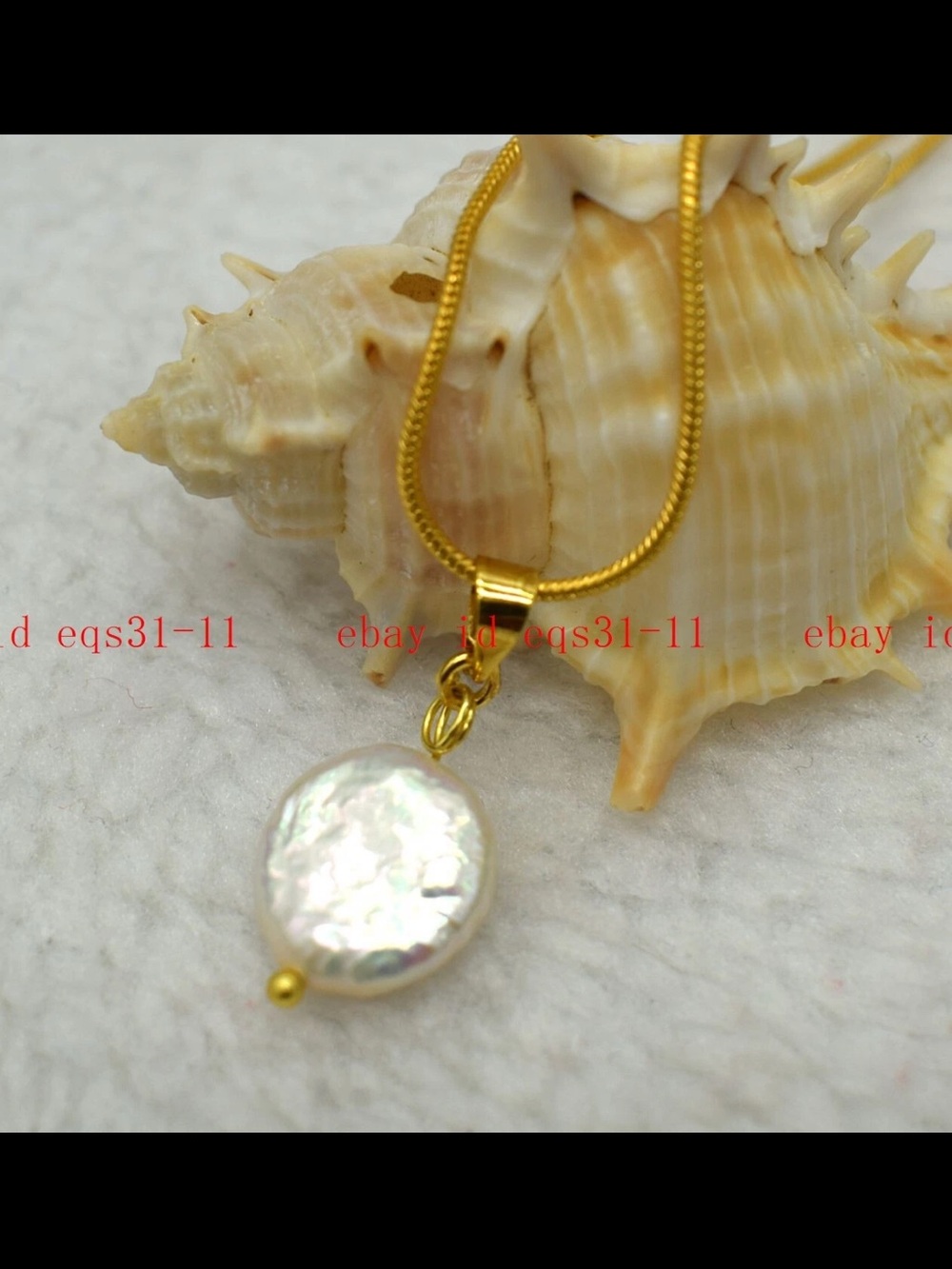 Charming Genuine Freshwater Coined Pearl Pendant Gold Necklace